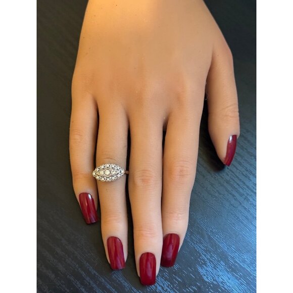 Antique 14K White Gold Diamond Ring - Picture 8 of 9